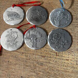 Lot 6 Wendell August aluminum Christmas tree ornaments